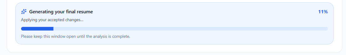 Screenshot: Resume Generation