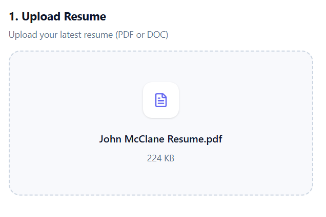 Screenshot: Upload Your Resume
