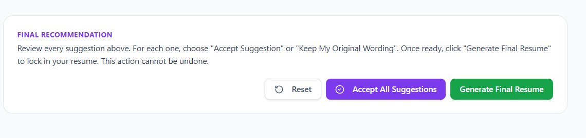 Screenshot: Generate Your Final Resume